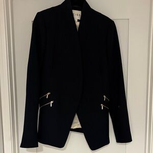 Reiss Navy Blazer with Zipper Accents